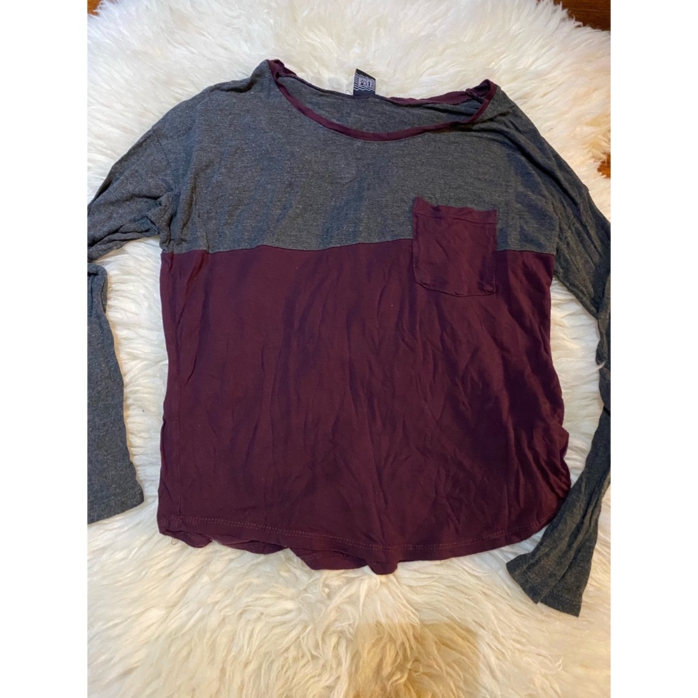 Empyre- Burgundy & Grey Long Sleeve Top
